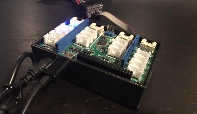 Completed HIkey with 96boards grooves expansion, uart0, jtag to busblaster, and 3d-printed housing.